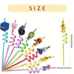 24 Gamer Themed Straws with 2 Brushes for Battle Royale Birthday Parties