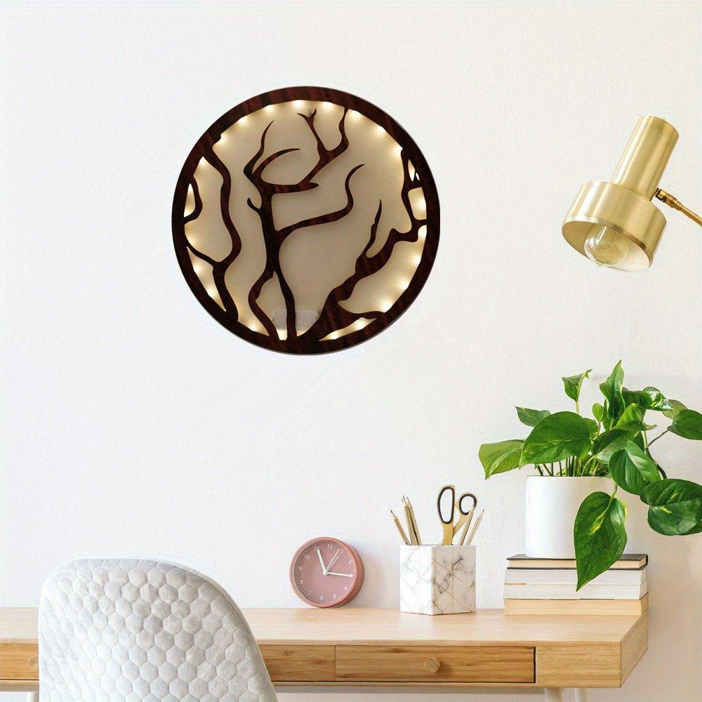 Resin Green Plant Creative Lamp Retro Wooden Sign Hanging Wall Sticker