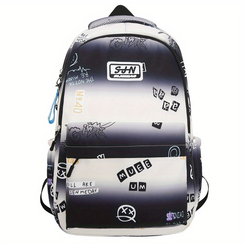 Letter Pattern Backpack Gradient Casual Women's Men's Bag