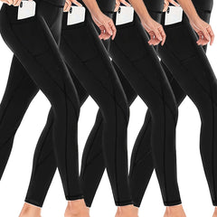 4 Pack Plus Size Women's Sports Leggings High Stretch Fitness Leggings Set