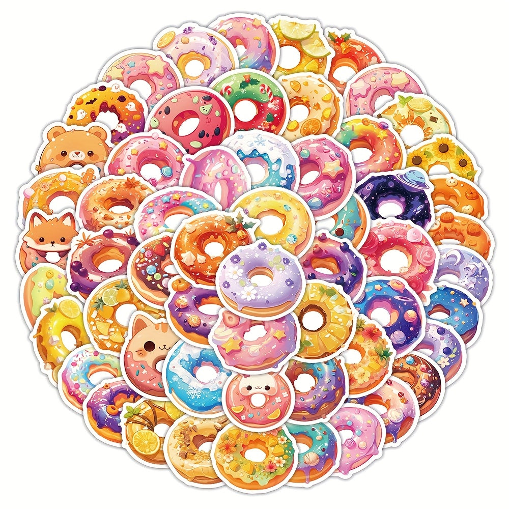 80 Cartoon Donut Stickers Playful Designs for Bottles Laptops Guitars Bikes