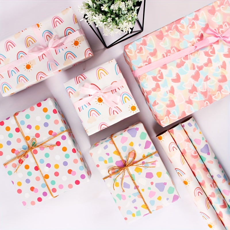 4pcs Love Rainbow Small Gravel Wrapping Paper Set