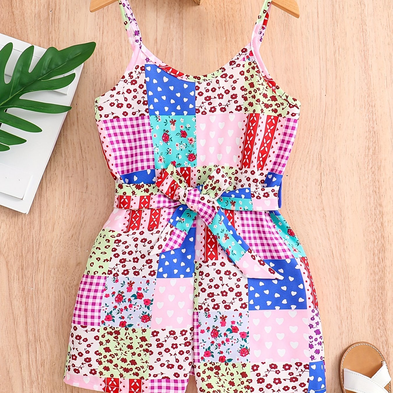 Girls Floral Print Sleeveless Romper