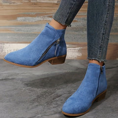 Women's Pointed Toe Ankle Boots Side Zip Booties Comfortable & Casual Shoes
