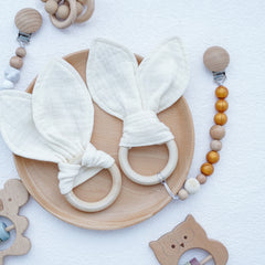 Baby Chewable Maple Wooden Teething Toy & Pacifier Accessories Set
