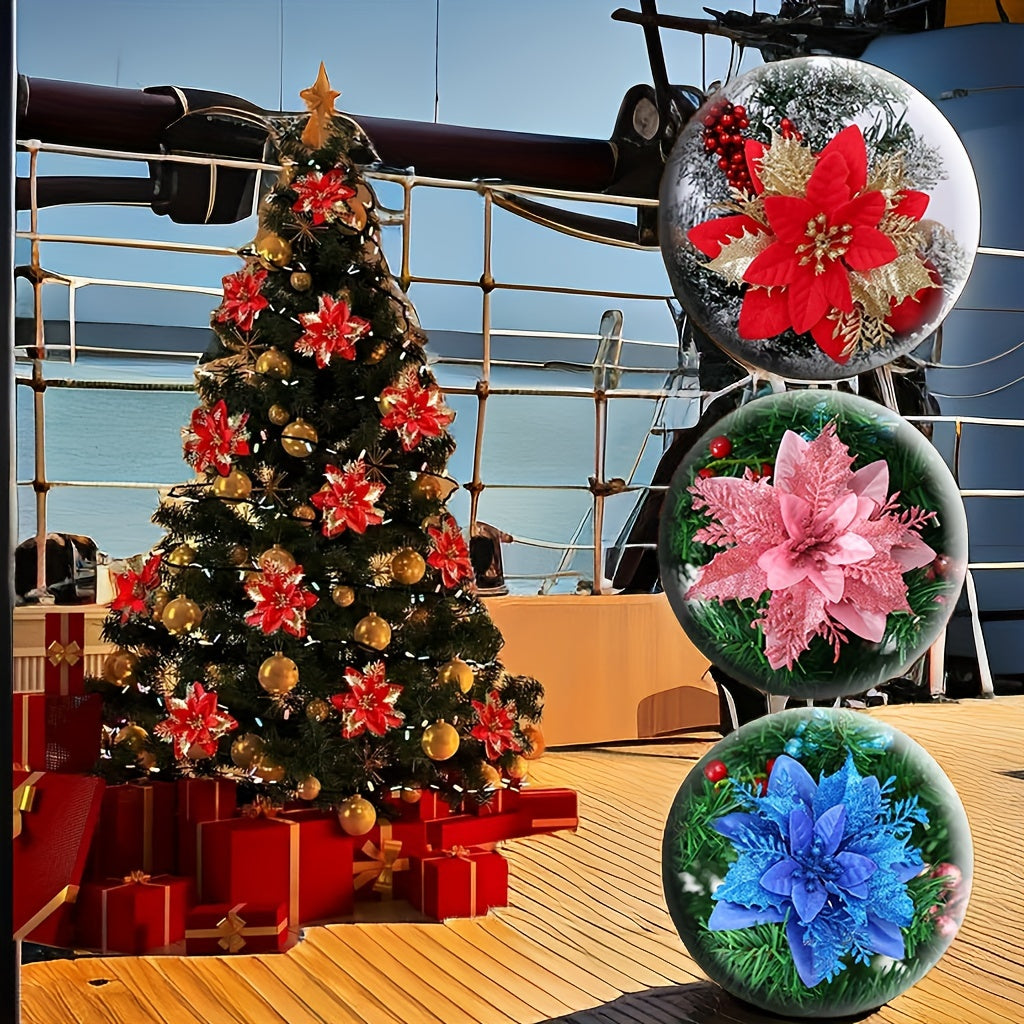 5pcs Artificial Flowers Dry Flowers Clips Stems Christmas Tree Ornaments