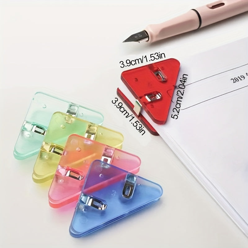 10pcs Triangle Binder Transparent File Corner Clip School Supplies