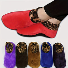 Leopard Fuzzy Socks Soft & Warm Low Cut Ankle Socks Women's Stockings