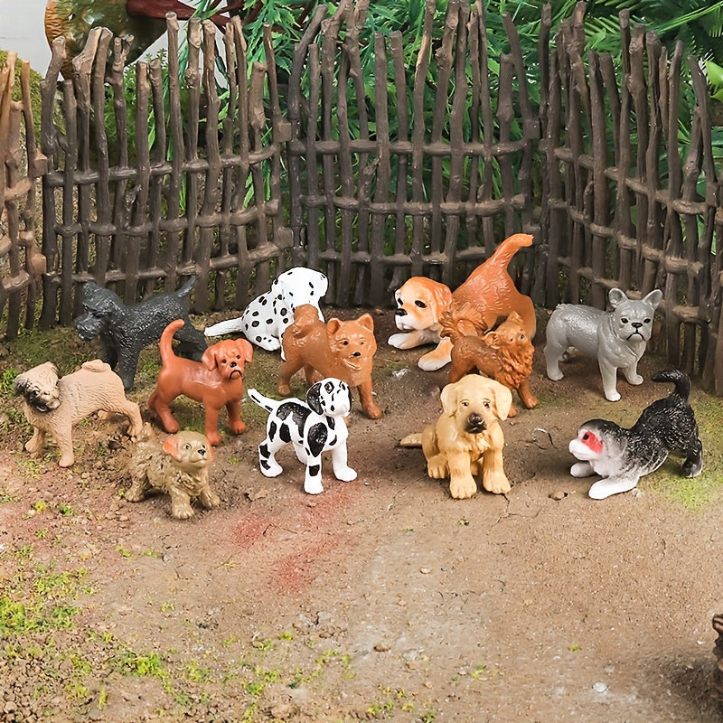Tiny Dog Figurines Playset Realistic Mini Puppy Kittens Toy Set