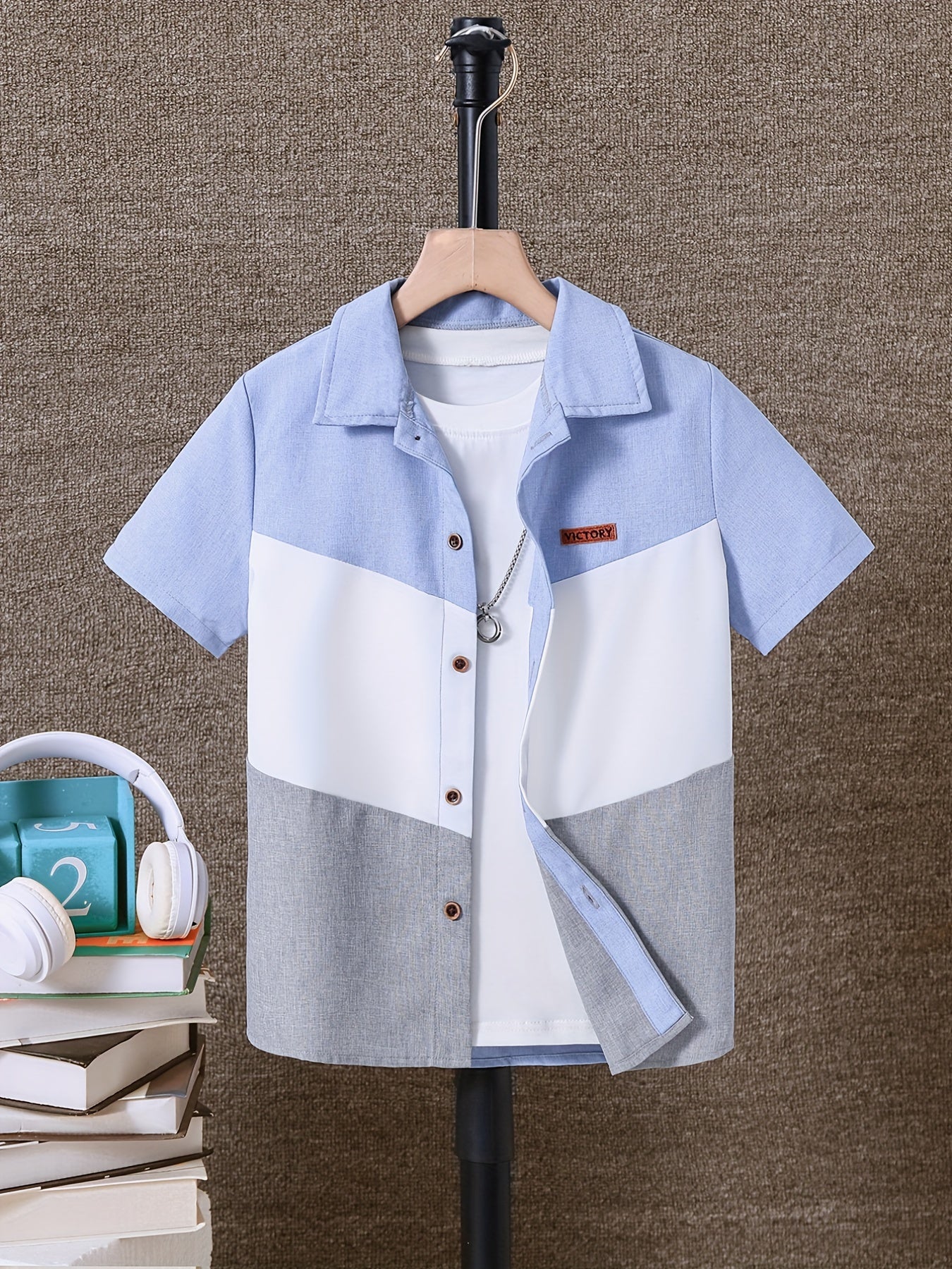Boys Creative Lapel Shirt for Summer Outdoor