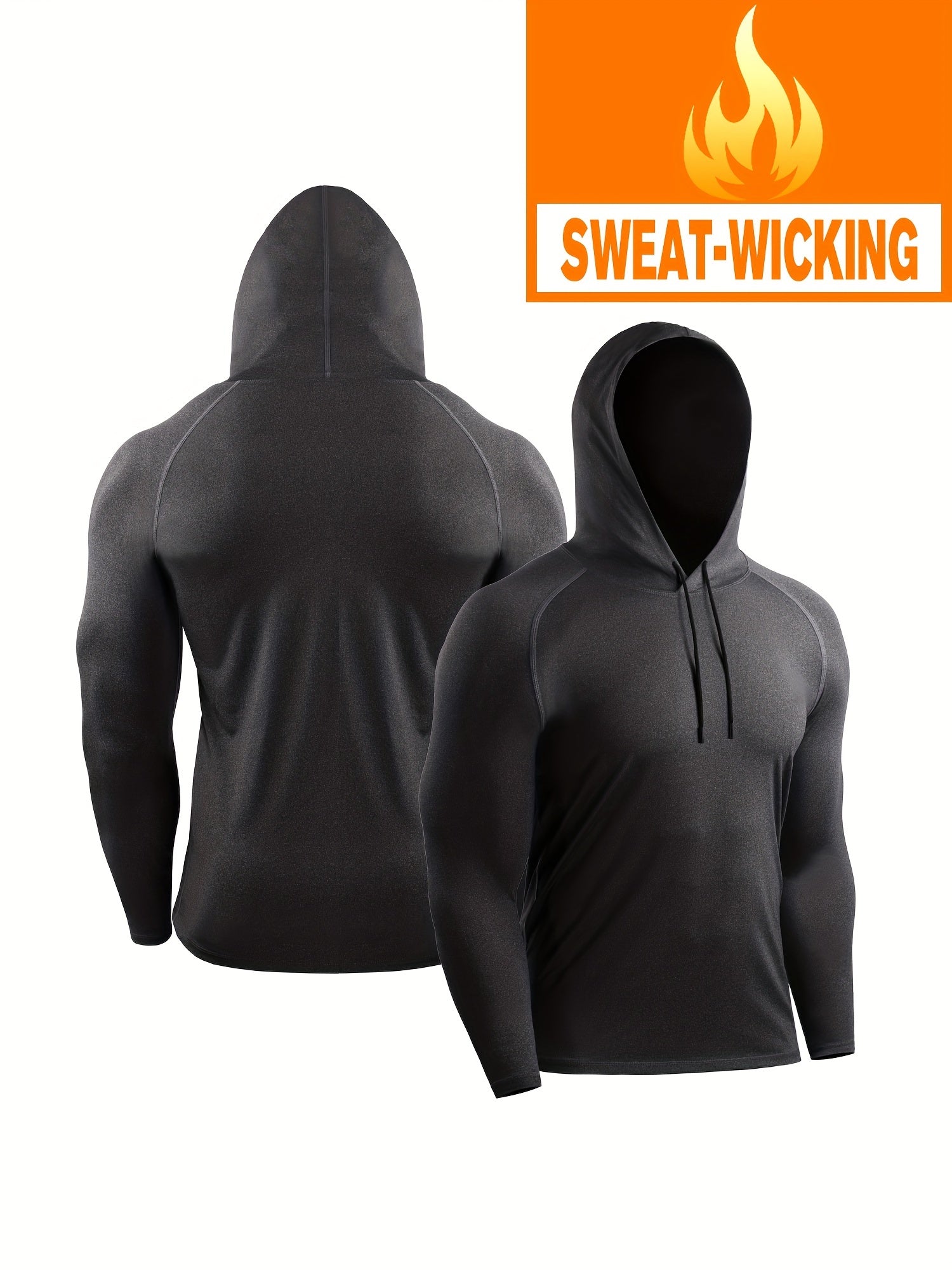 Men's Workout Hooded Shirt Active Mid Stretch Breathable Quick Dry Sports Shirt