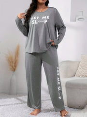 Eyelash Slogan Print Lounge Set Pajamas