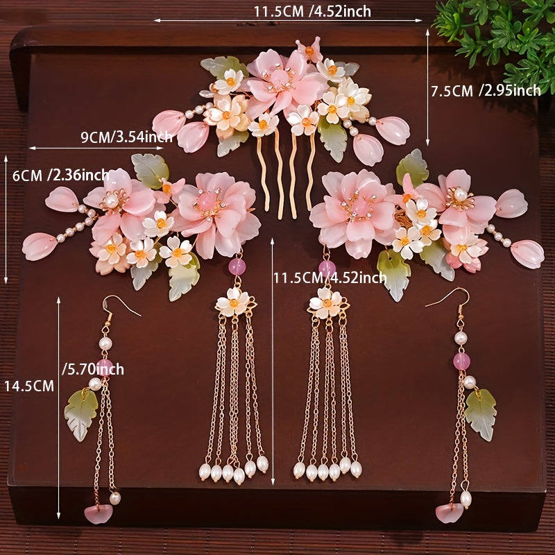 Chinese Style Flower Hair Accessories Set for Women