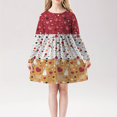 Girls Bunny Graphic Long Sleeve Dress