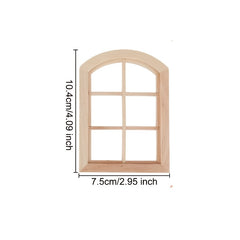 1:12 Scale Dollhouse Wooden Window Beige Fabric Glass Panel