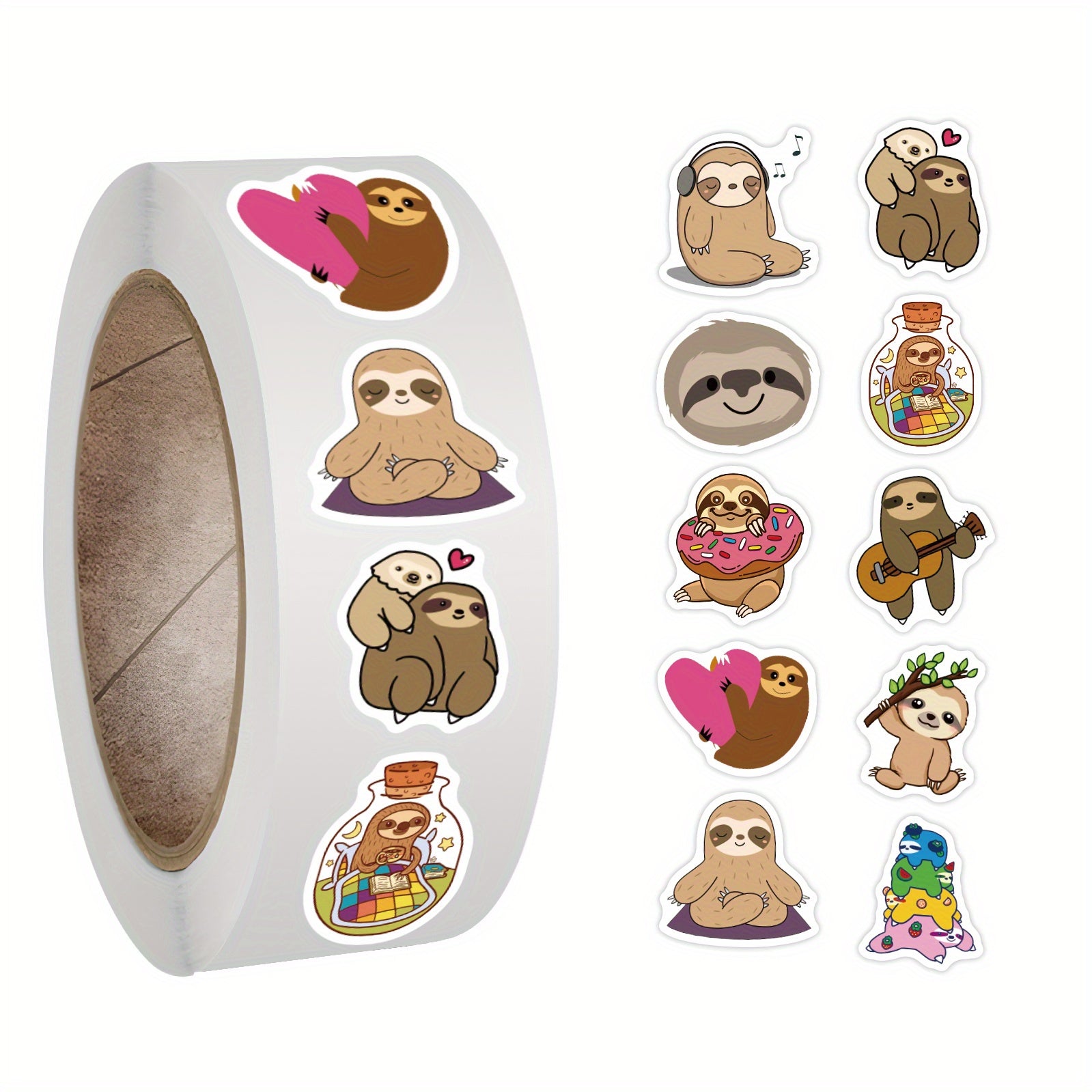 500pcs Sloth Stickers Roll Vinyl Water Bottle Stickers