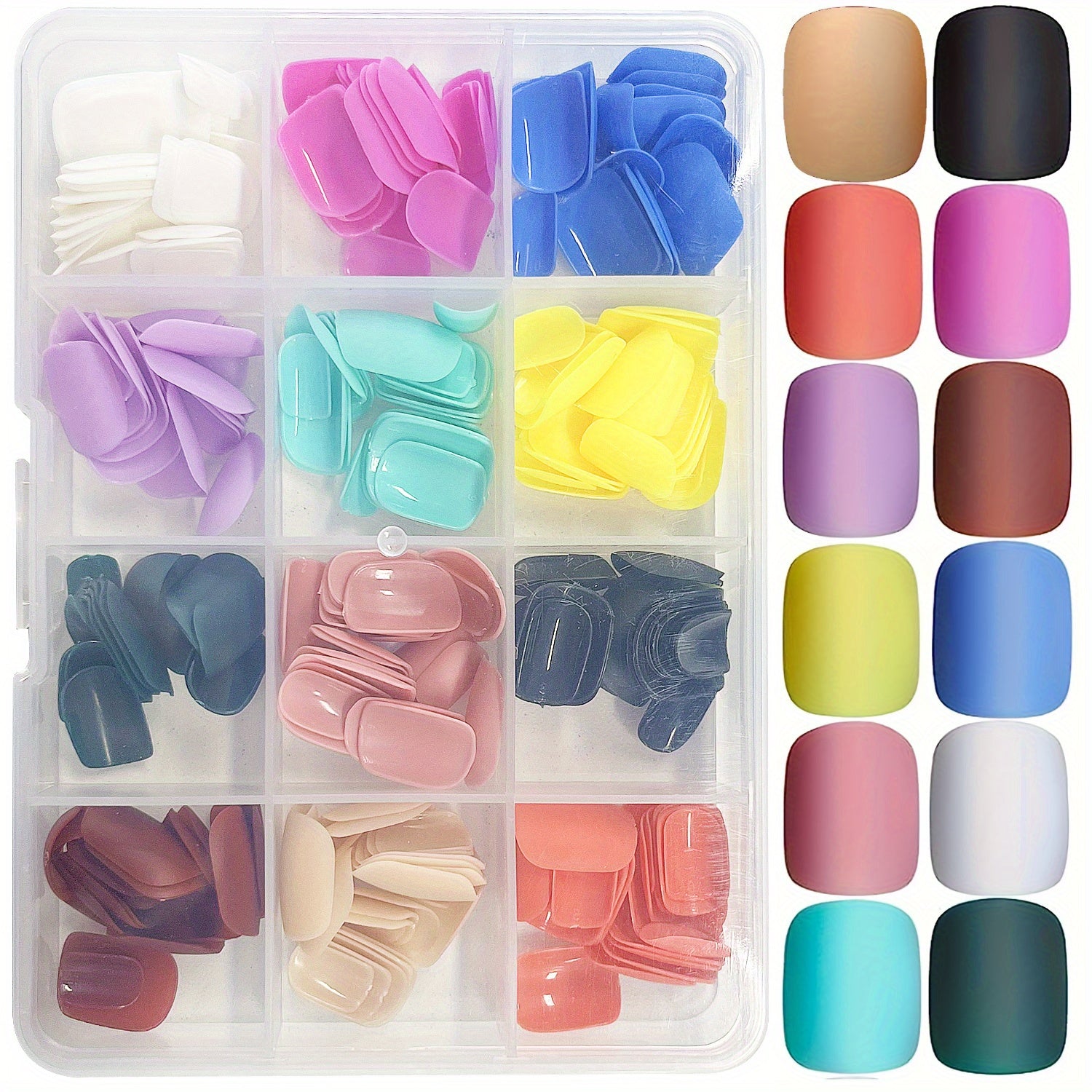 288pcs Matte Press On Nails for Women - Short Oval Frosted False Nails