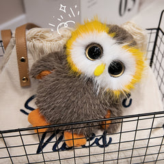 2pcs Realistic Owl Plush Dolls Soft Stuffed Toys Khaki & Grey