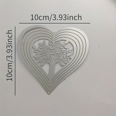 Heart Tree Of Life Wind Spinner Stainless Steel Hanging Decor