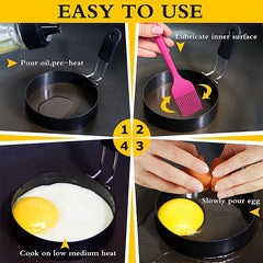 Stainless Steel Nonstick Egg Ring Set - Anti-Scalding Mold for Pancakes Cooking
