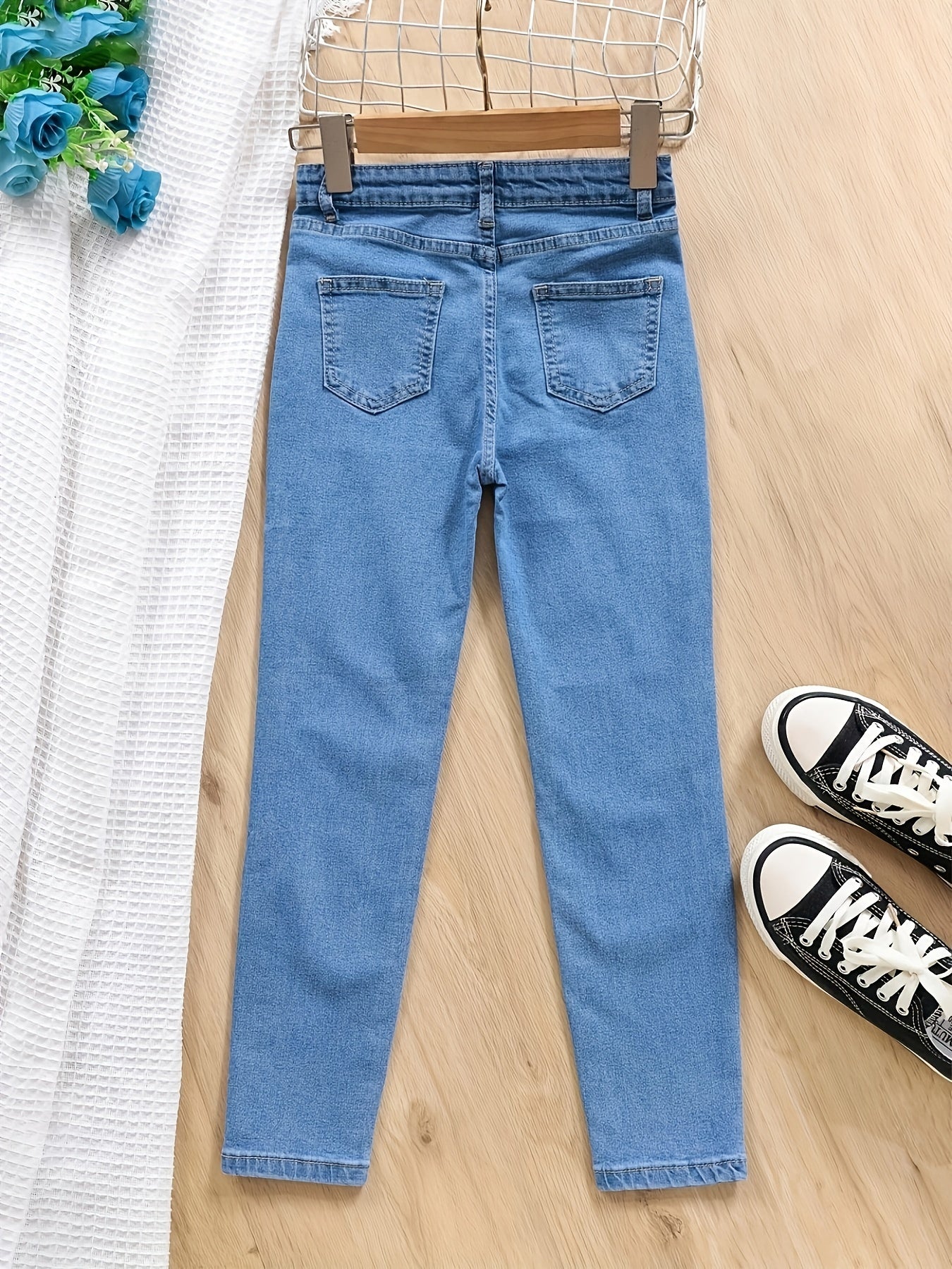 Girls Ripped Jeans Skinny Slim Fit Denim Pants