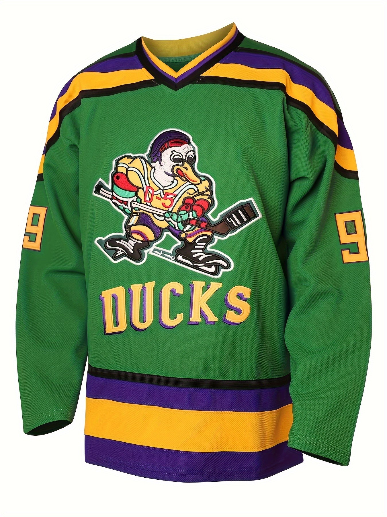 Men's Ducks Pattern Hockey Jersey Long Sleeve V Neck Tee