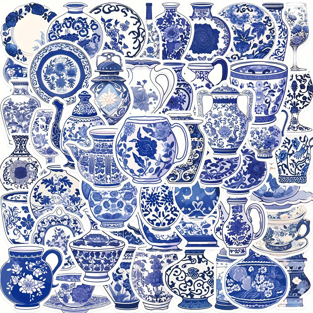50pcs Cartoon & Porcelain Phone Case Stickers Waterproof DIY Decals