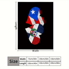 National Flag Heart Fleece Blanket for Camping Travel