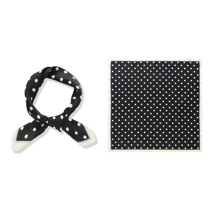 70cm Polka Dot Satin Square Scarf Solid Silk Bandana Head Wrap