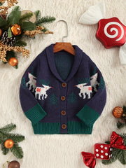 Christmas Jacquard Knit Cardigan Sweater for Kids