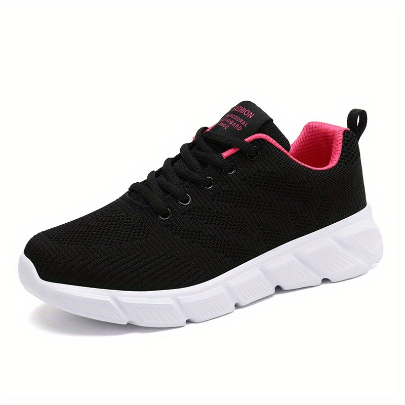 Women's Knit Running Shoes Lace Up Outdoor Sneakers