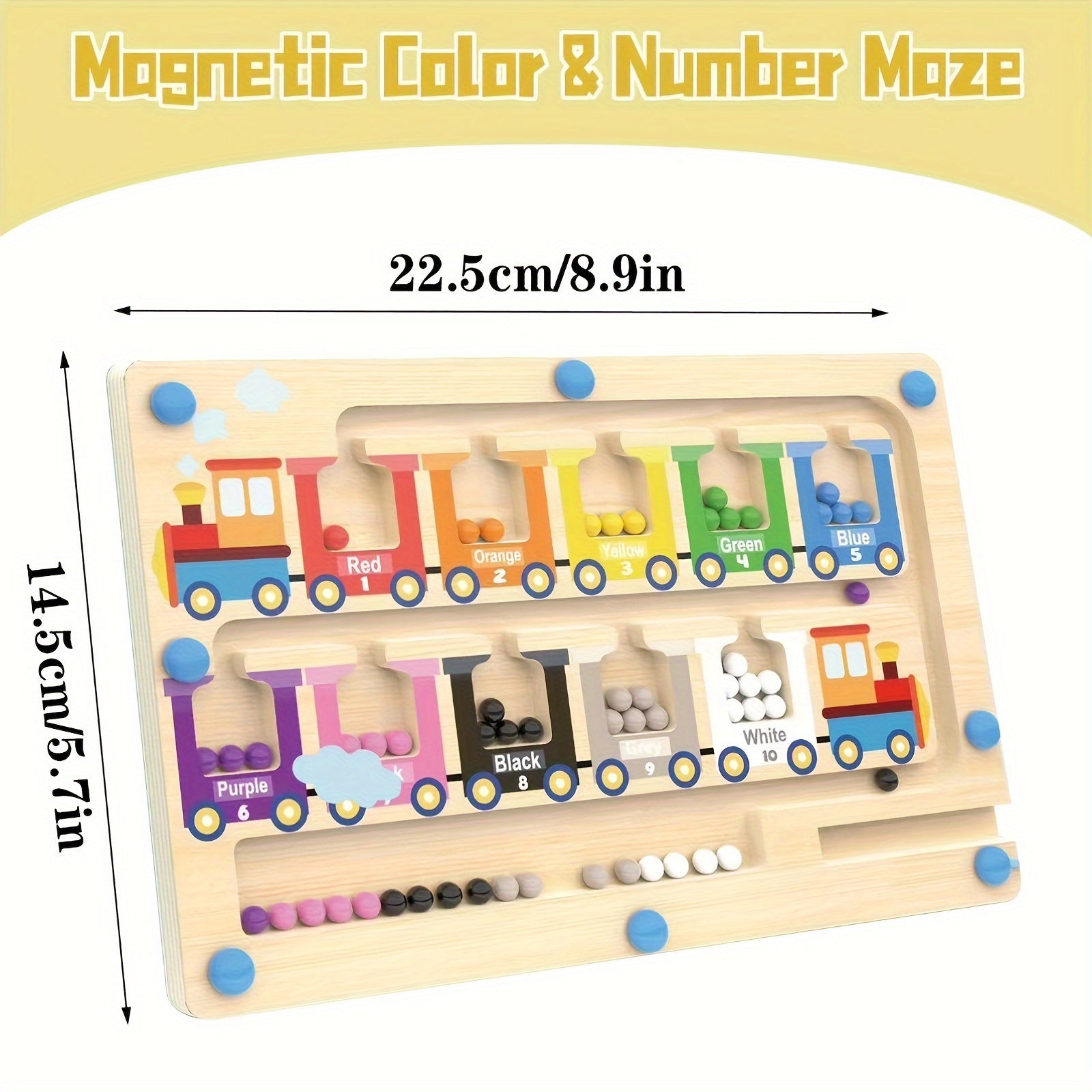 Wooden Train Maze Toy & Number Sorting Puzzle - Enhances Fine Motor Skills