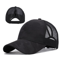 Distressed Criss Cross Ponytail Baseball Cap for Girls
