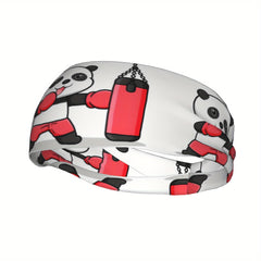 Panda Boxing Gym Headband Unisex Sweat Wicking Polyester Accessory