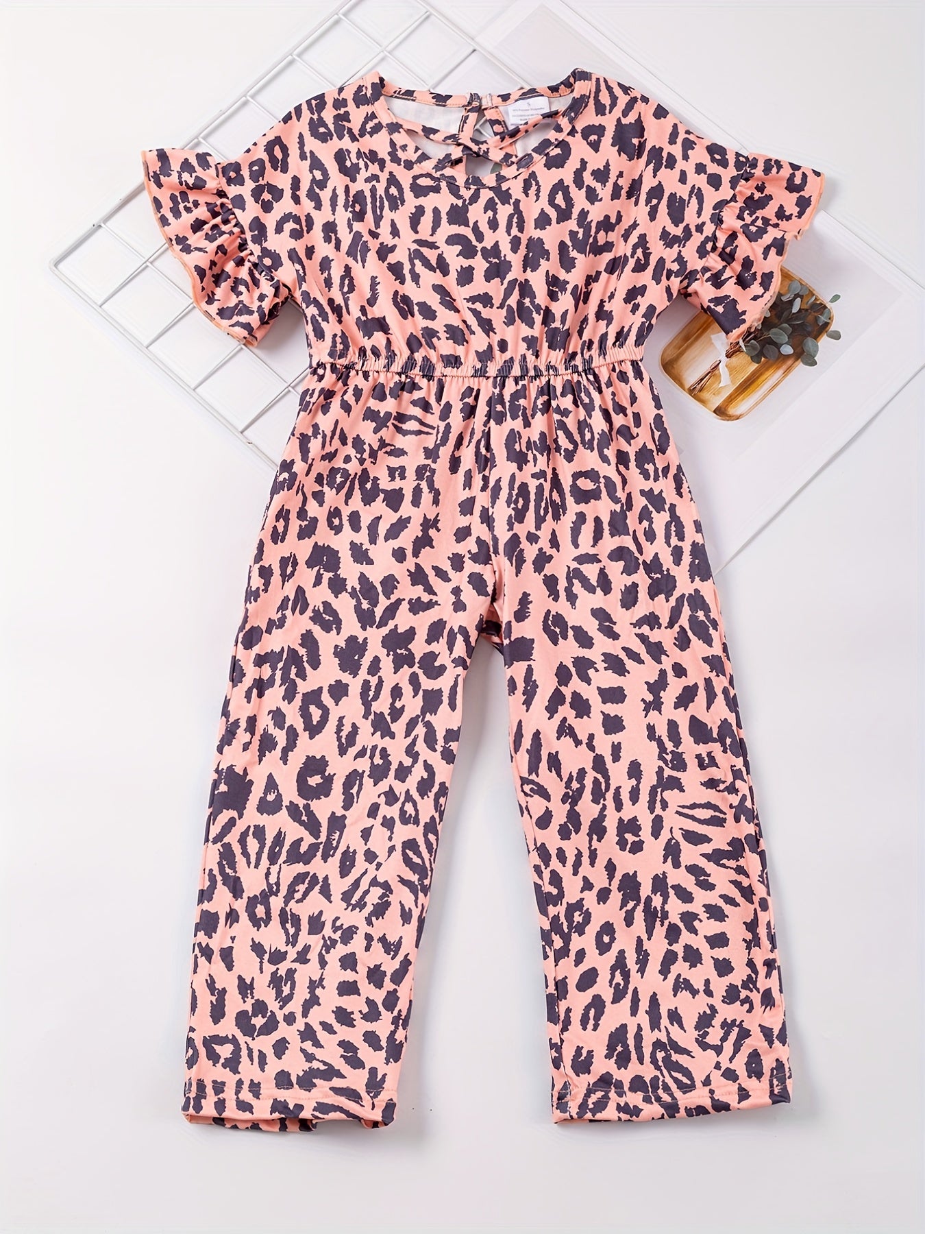 Leopard Print Ruffle Trim Jumpsuit