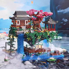 2000pcs Peach Blossom Pool Architecture Set Bright Colors ABS Bricks