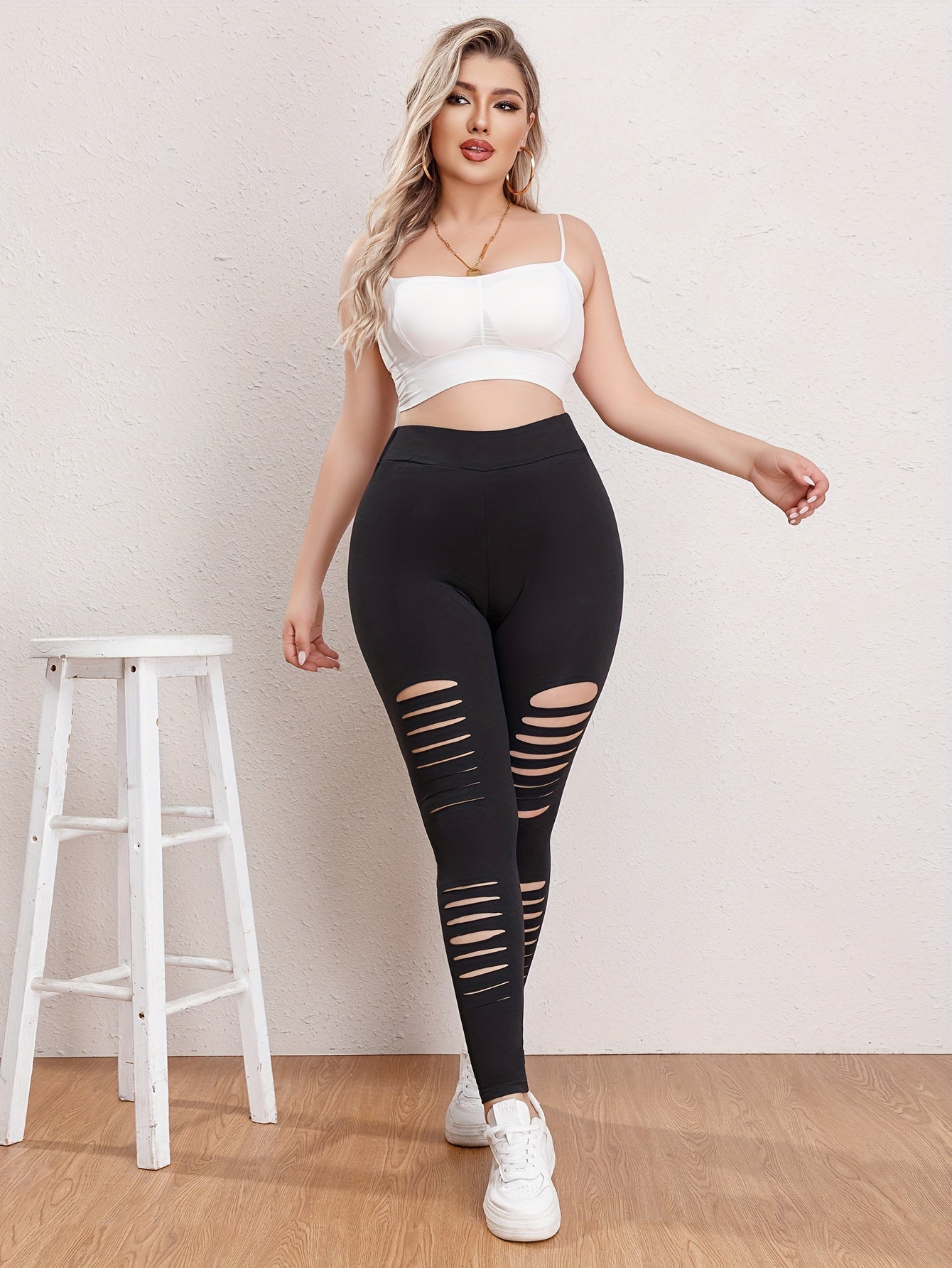  High Rise Ripped Yoga Leggings