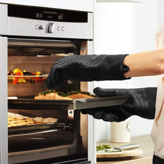 2pcs Silicone BBQ Gloves Heat Resistant Grilling Oven Mitts
