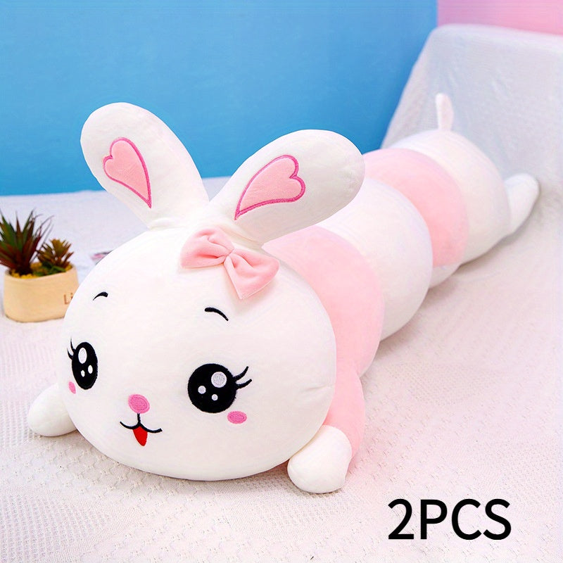 2pcs Long Plush Rabbit Pillow Stuffed Animals - Pastel Pink