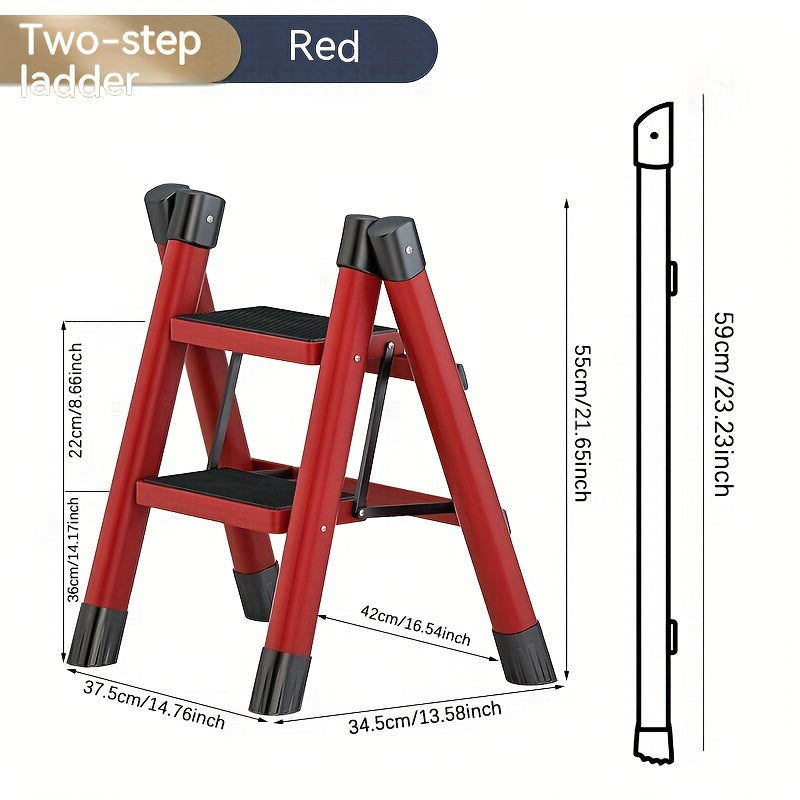 1pc Folding Telescopic Lightweight Two-step Ladder