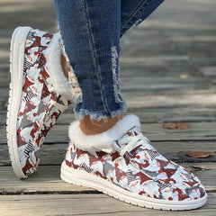 Women's Christmas Dwarfs Print Snow Boots Plus Plush Comfort Shoes