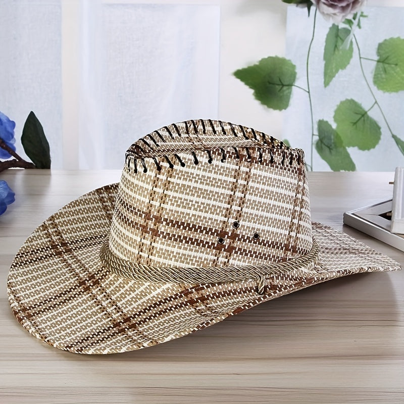 Plaid Western Sunshade Cowboy Hat for Men