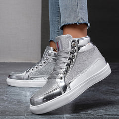 Sequin Reflective High Top Skate Shoes Glitter