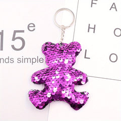 Sequins Bear Keychain Animal Key Ring Purse Handbag Car Charm Phone Pendant