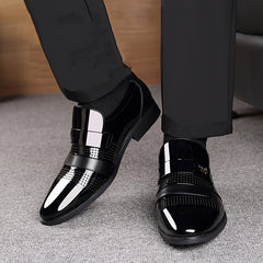 Men's Glossy Dress Shoes Comfy Slip On Leather Shoes