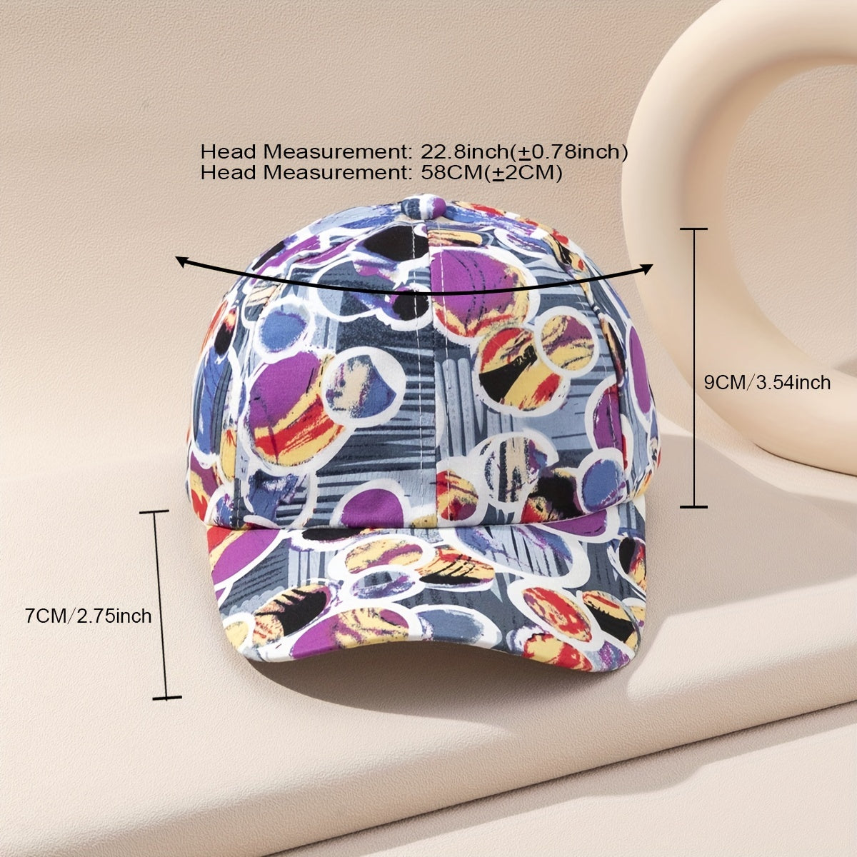 Circle Graffiti Printed Baseball Cap Adjustable Casual Sun Hat Unisex