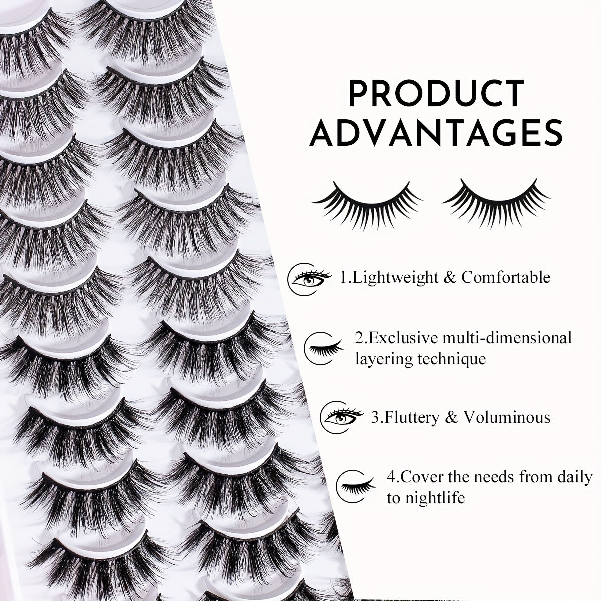 20 Pairs 3D Faux Mink Lashes Natural Fluffy Soft Wispy Reusable Eyelash Makeup