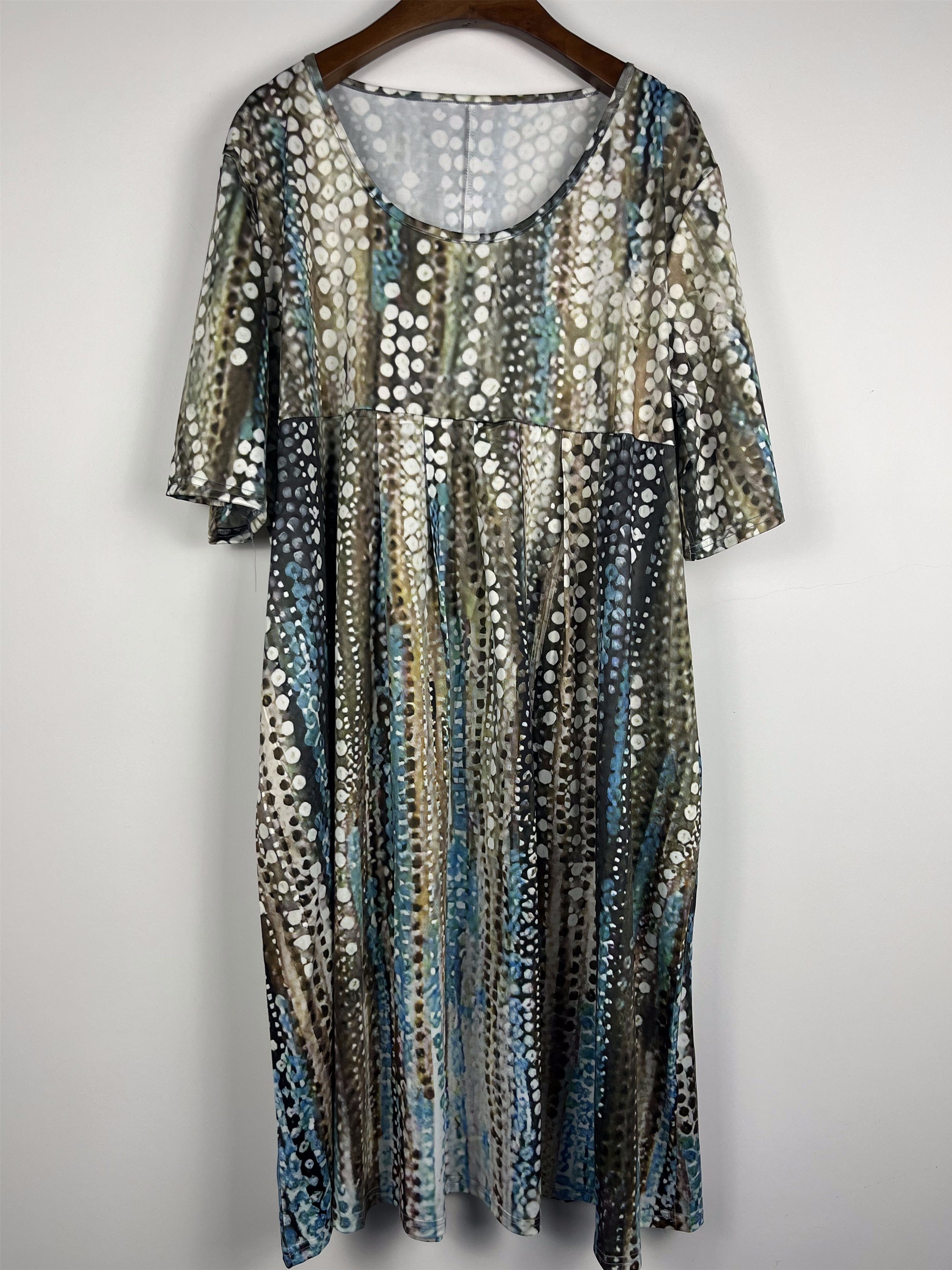  Casual Dress Women's Plus Print Short Sleeve Round Neck Dress