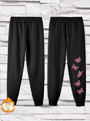  Women's Butterfly Graphic Fleece Joggers