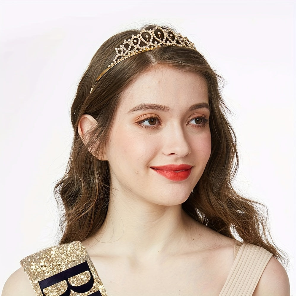 Princess Style Rhinestone Headband and Belt Set for Girls